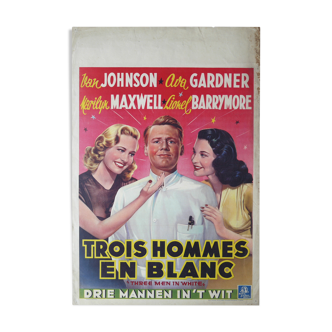 Affiche cinéma originale "Trois hommes en blanc" Ava Gardner 1944