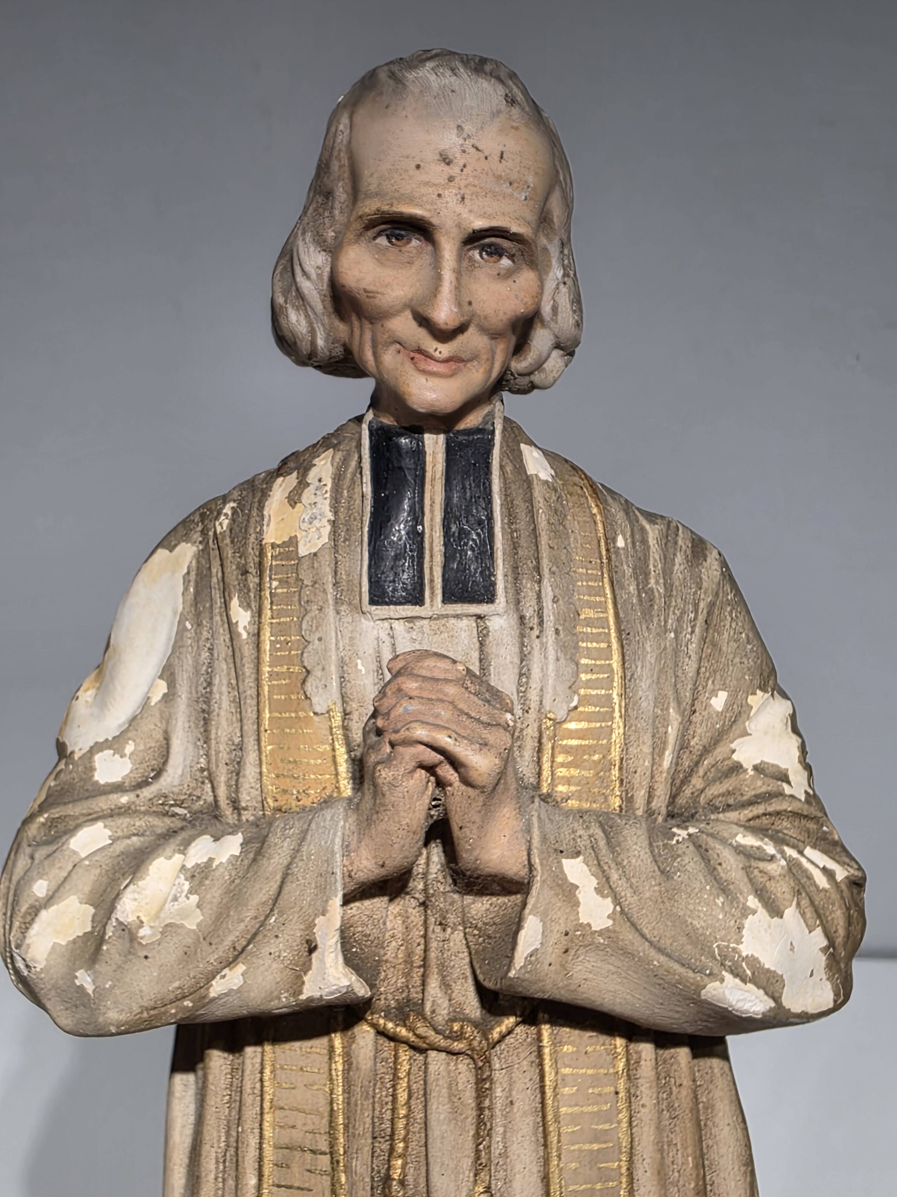 Religious Statuette of Saint John Vianney in plaster