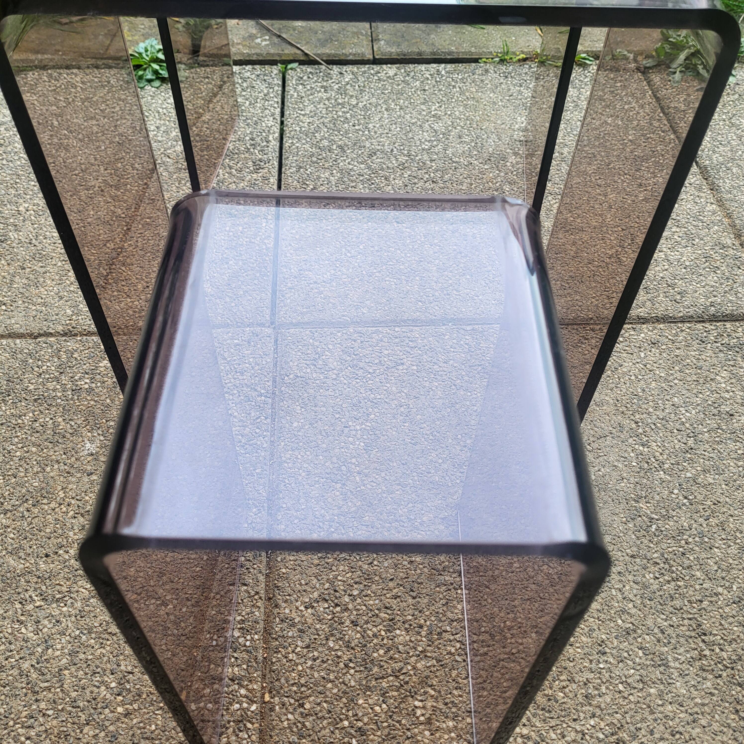 3 side tables, occasional table in smoked plexiglass, 1960s-70s.