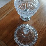 Antique glass and metal sugar bowl