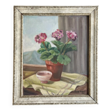1940s Bouquet of Hydrangeas Still Life Oil Painting