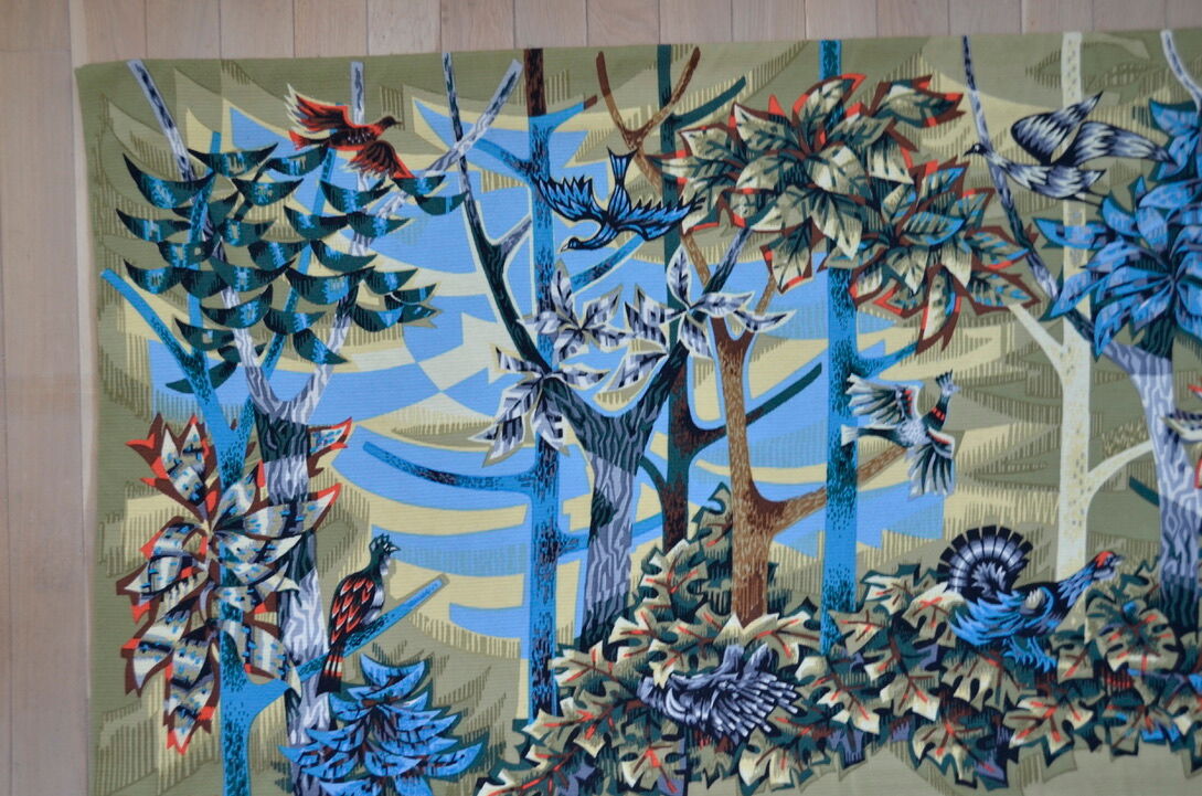 Silkscreened tapestry "The Forest" by Robert Debiève