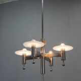 Machine Age Nickel-Plated 4-Flamming Chandelier, 1920s