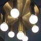 Mid-century ceiling light, brushed brass by Solken Leuchten, 7 lamps.