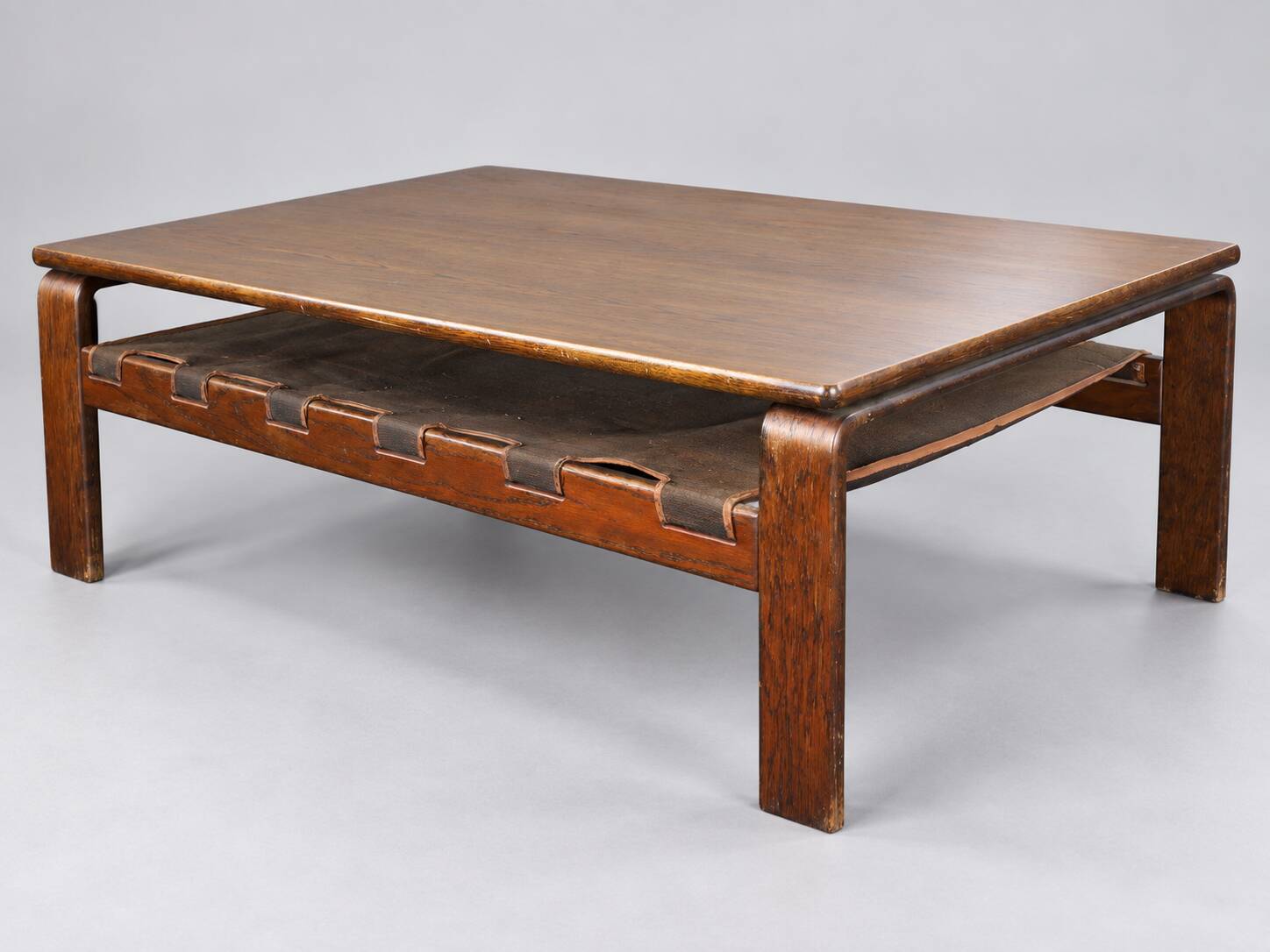 Vintage Brutalist coffee table made of wenge wood, crafted in the 1970s