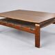 Vintage Brutalist coffee table made of wenge wood, crafted in the 1970s