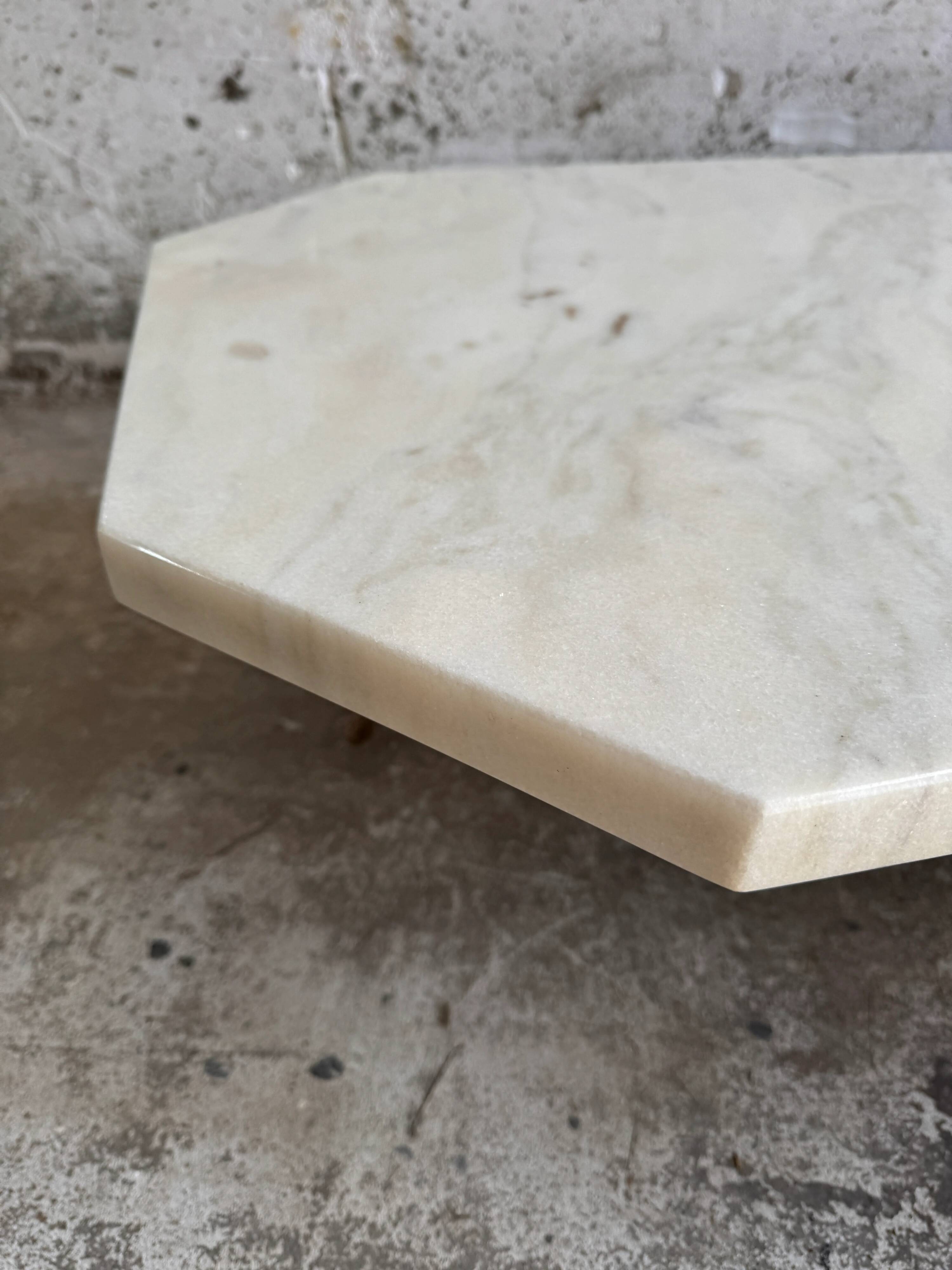 Postmodern white marble and black granite coffee table — sculptural asymmetrical design