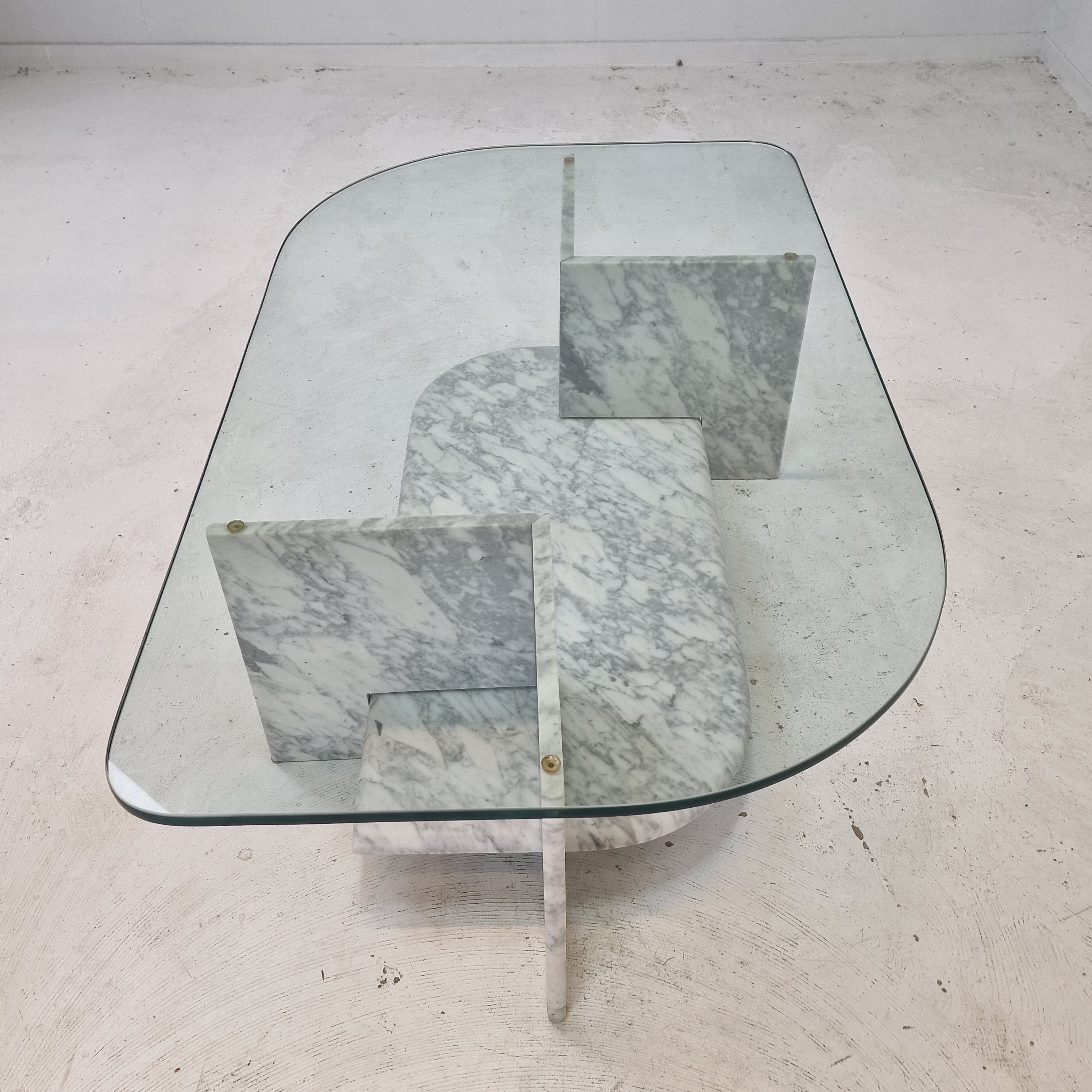Italian Marble and Glass Coffee Table, 1980's