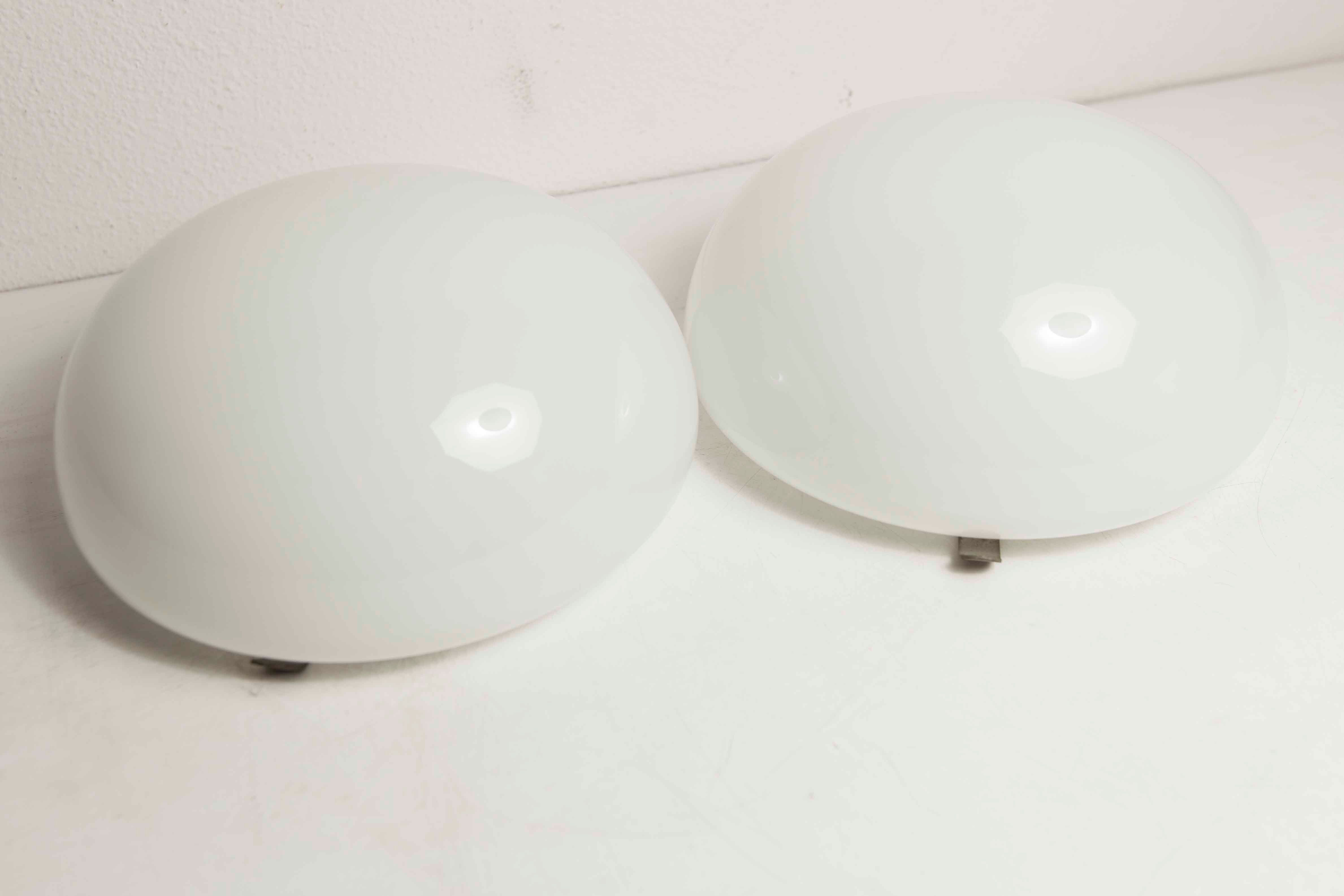 Pair of white opaline ceiling lamps