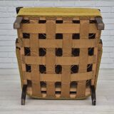 1950s, Danish vintage chair, light green cotton/wool fabric, beech wood.