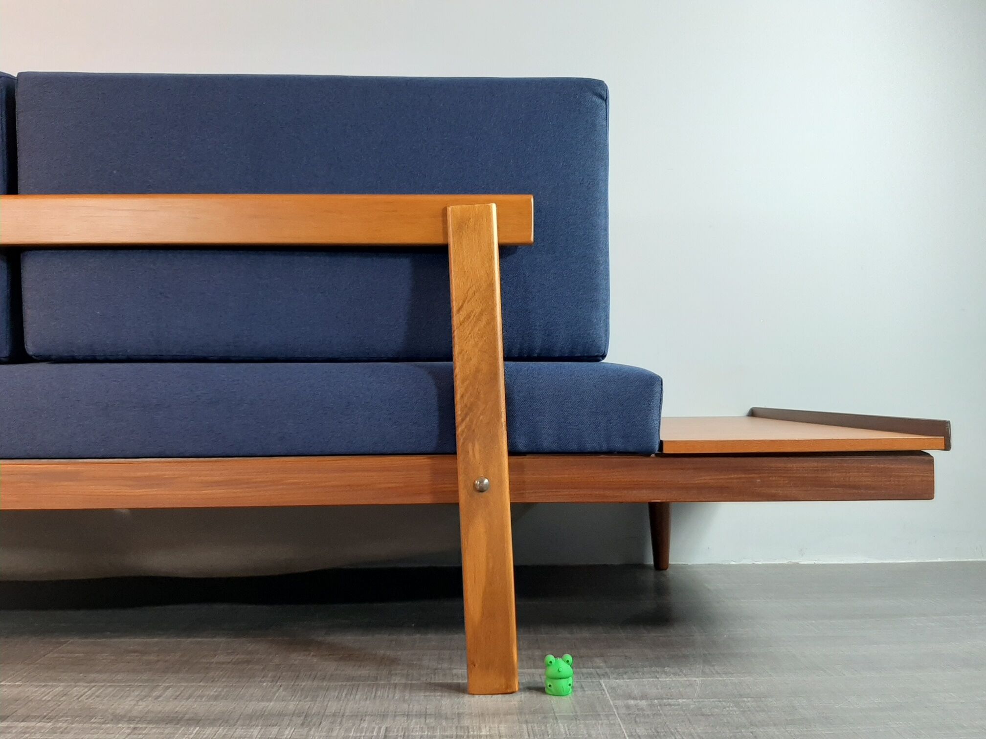 Norwegian daybed sofa in teak and blue fabric "svanette" by Ingma Relling, 1960s