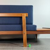 Norwegian daybed sofa in teak and blue fabric "svanette" by Ingma Relling, 1960s