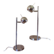 Set of 2 vintage 1970s chrome steel eye ball lamps.