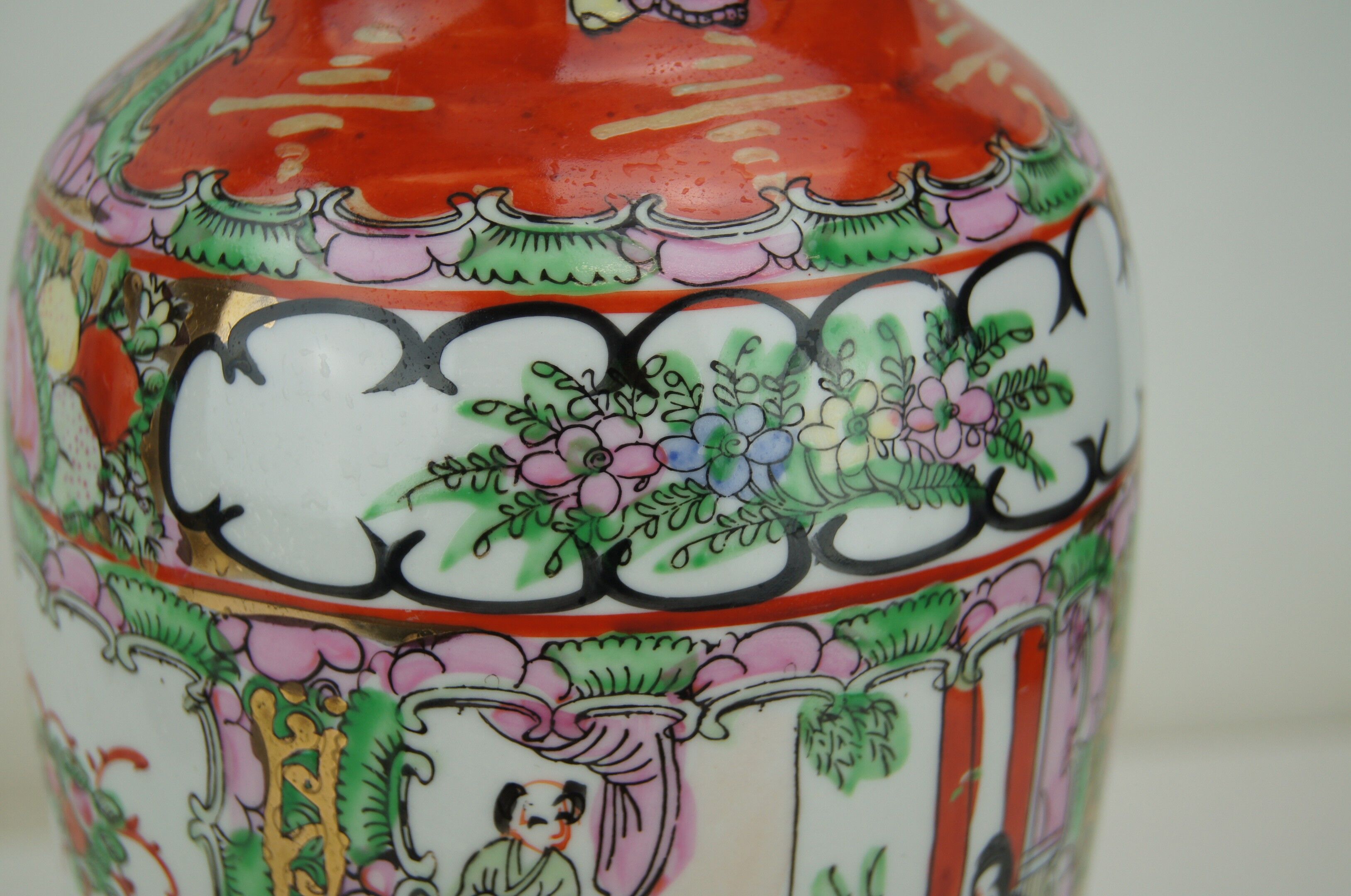 Porcelain vase with polychrome decoration - mid-20th century
