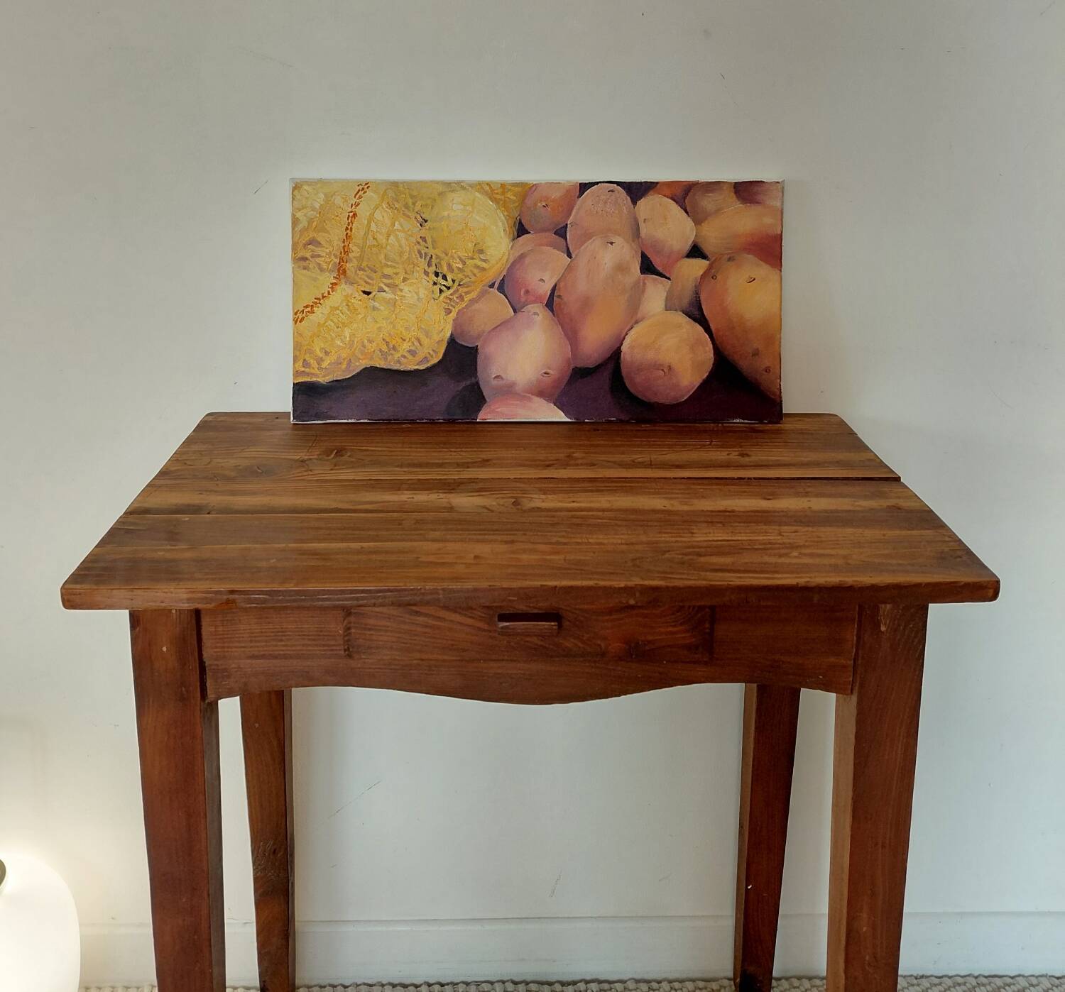 Contemporary Still Life - Basket of Potatoes - signed F. Leblon