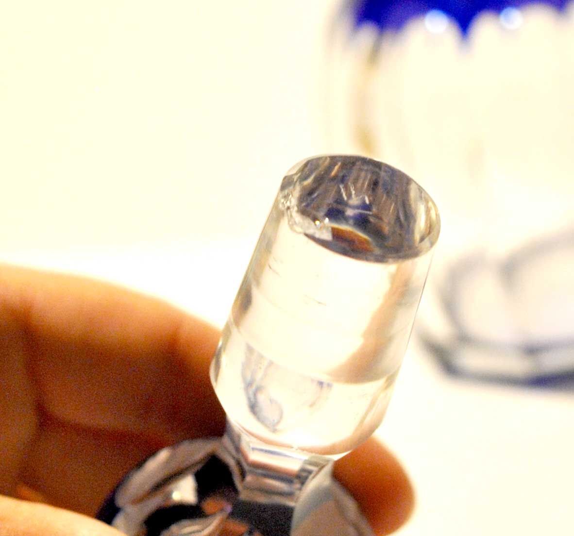 Bristol carafe in saint-louis crystal - blue lined decoration overlay cut