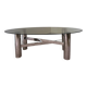 Table basse métal chromé verre fumé années 70