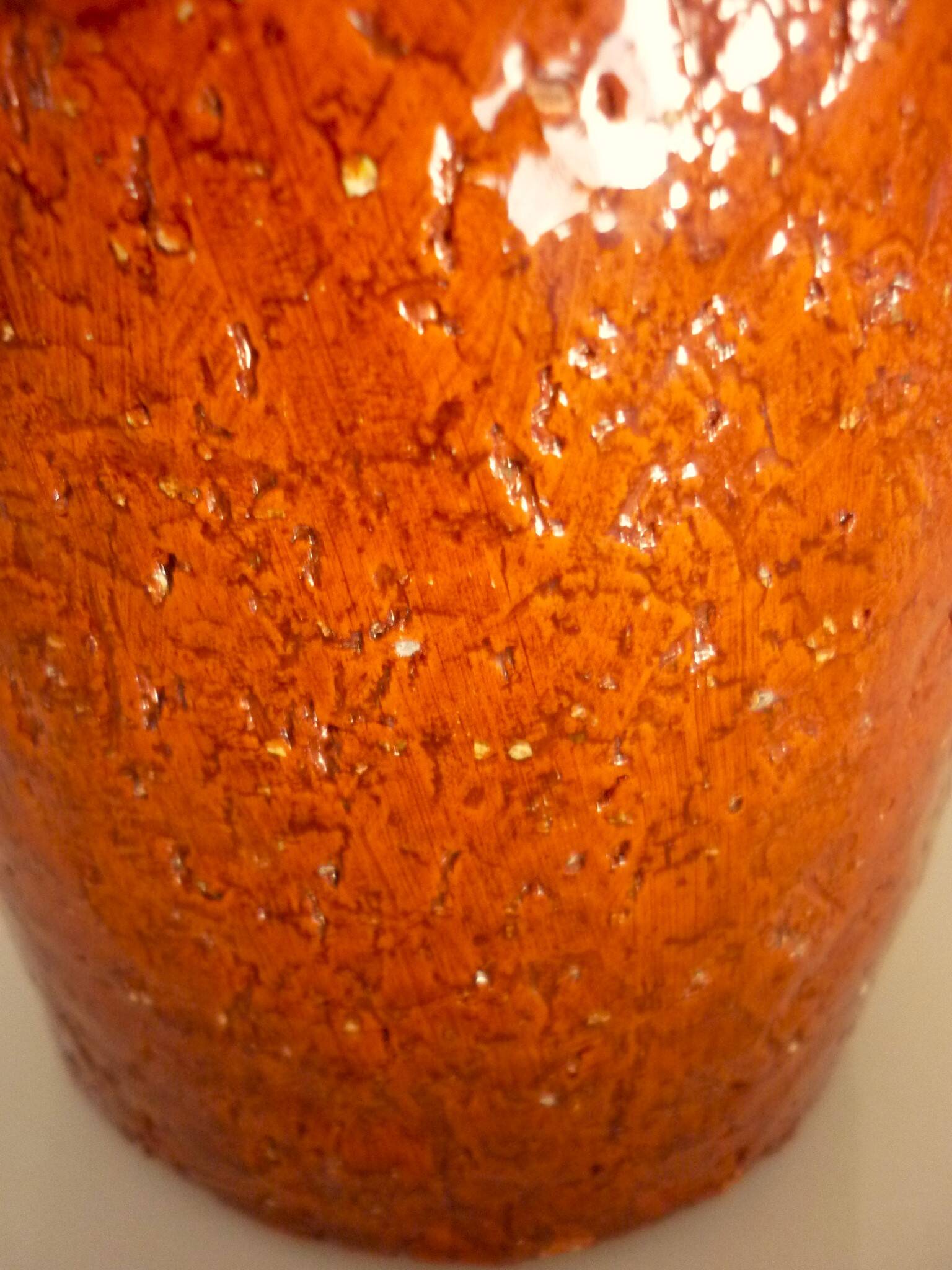 Ceramic vase, chamotte terracotta, enamelled, signature to be identified, vintage