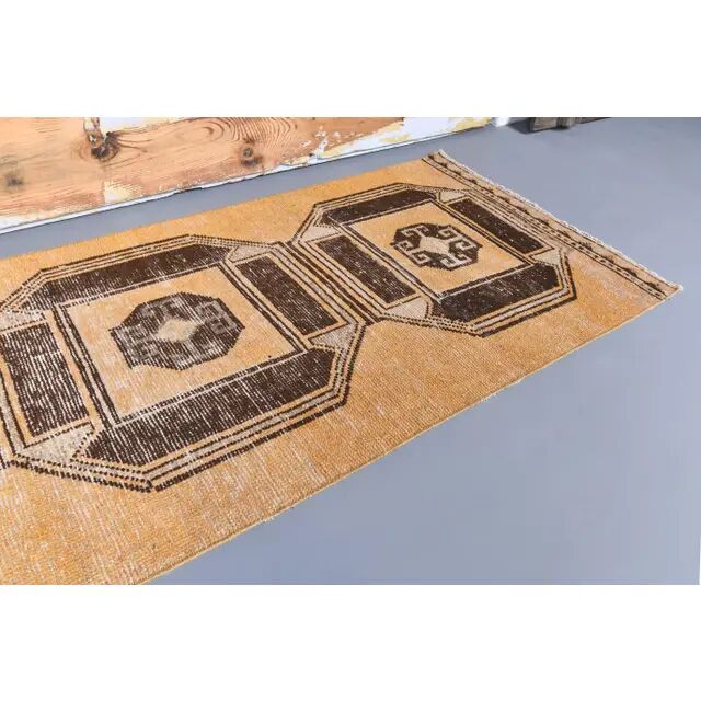 Vintage Orange Turkish Hand-Knotted Runner 80x338