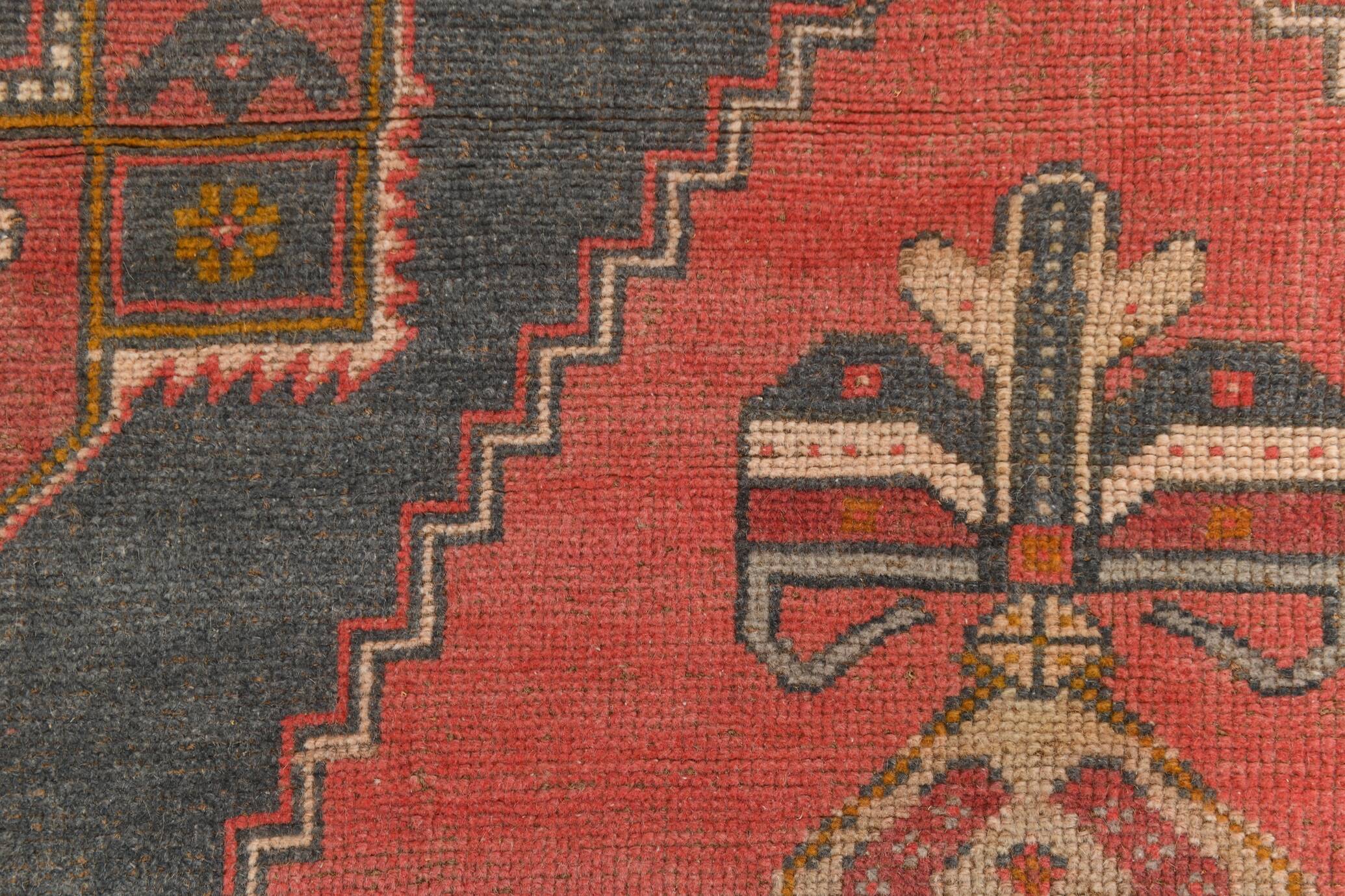 4x7 Navy Blue & Red Vintage Persian Rug, 136x224Cm