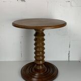 French Brutalist Wood Turned Wine Press Side Table in the style of Charles Dudouyt, France, 1940s