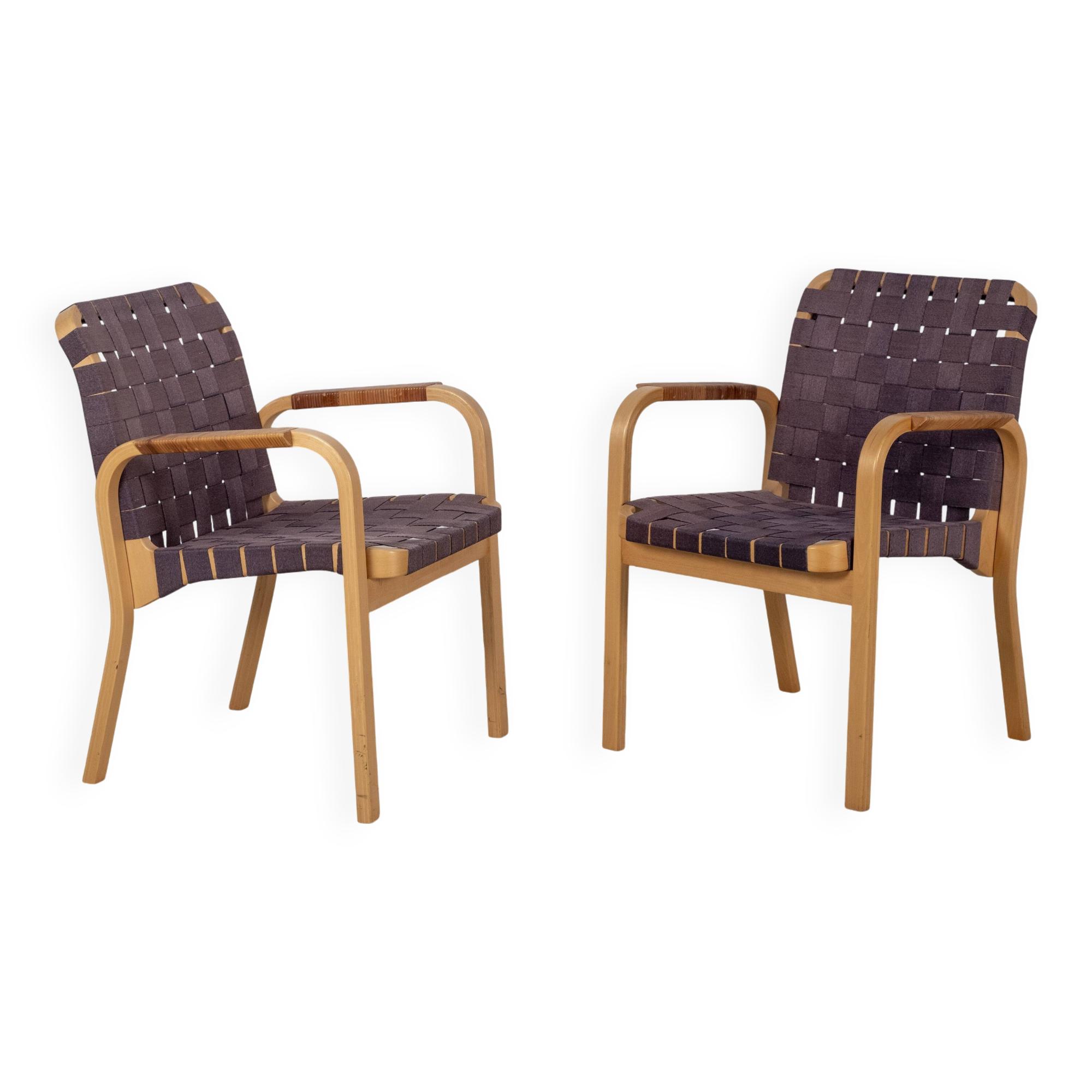 2 fauteuils Alvar Aalto modèle 45, années 1970, Artek Finlande