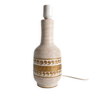 Lampe de table en céramique blanche et dorée par Fratelli Fanciulacci, Italie, années 1970.