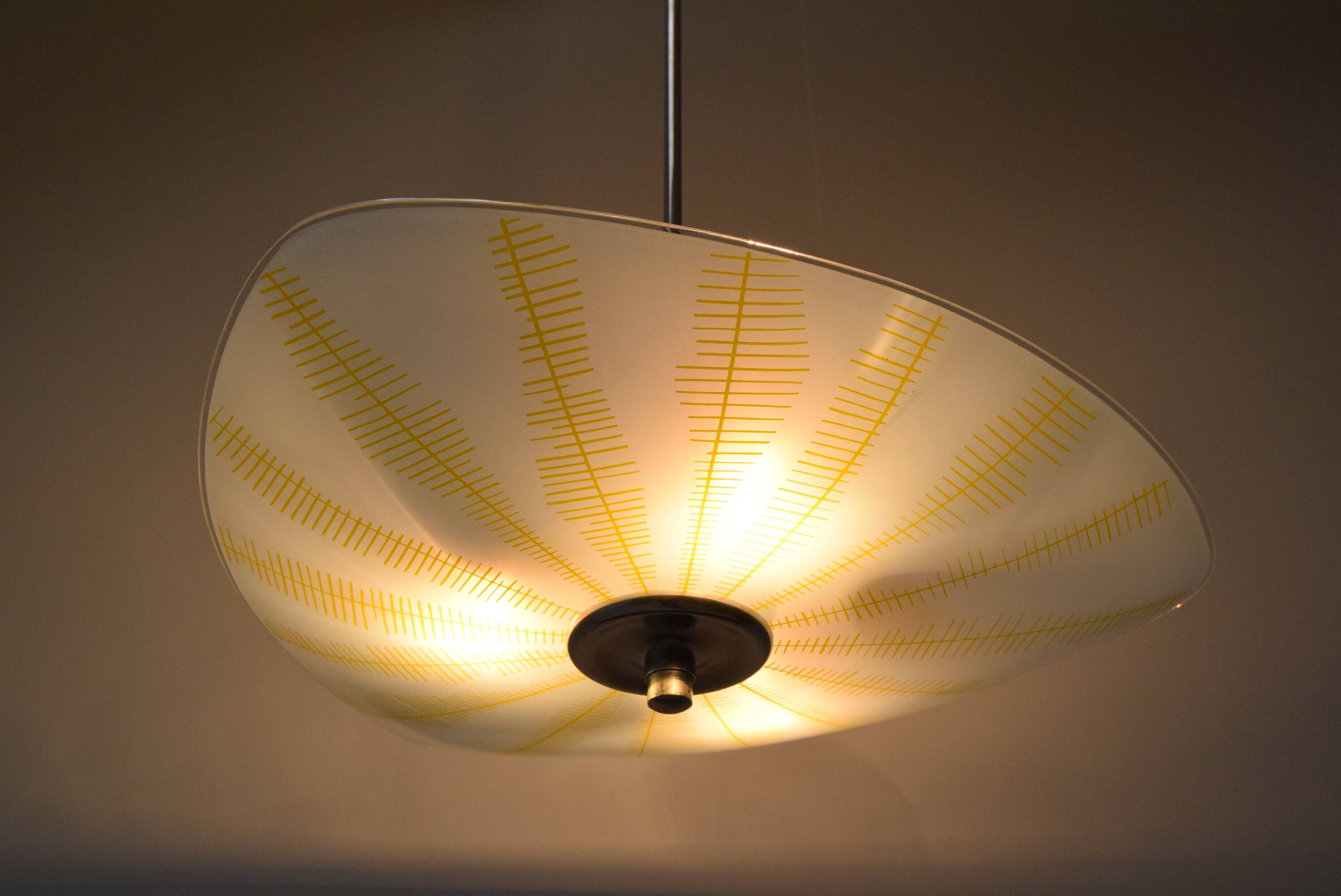 Mid-century glass pendant by Napako, Czechoslovakia, 1970s.