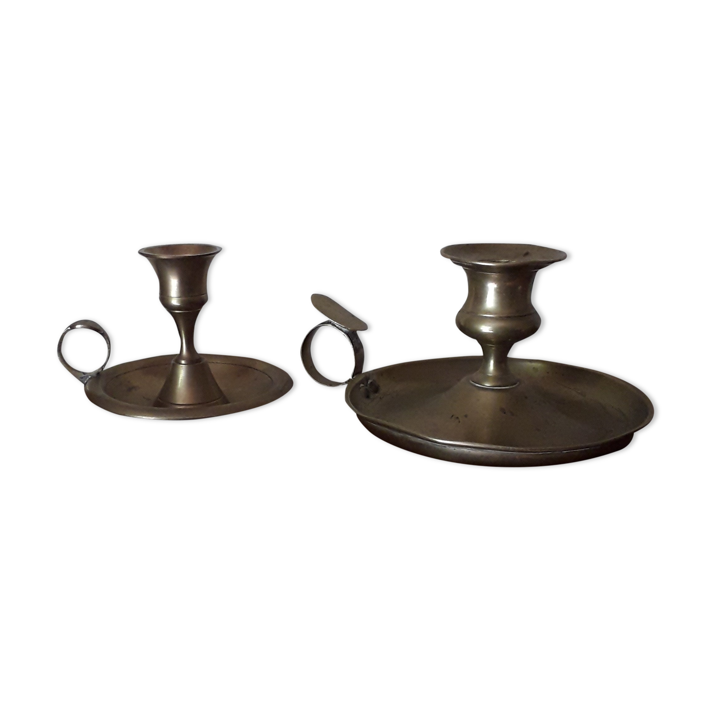 2 old copper candle holders
