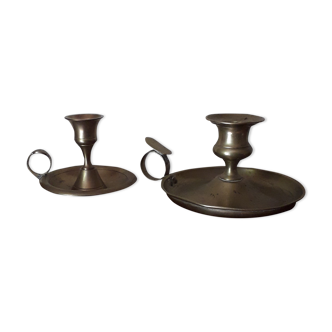 2 old copper candle holders