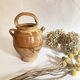 Old ochre and yellow glazed ceramic jug / goat