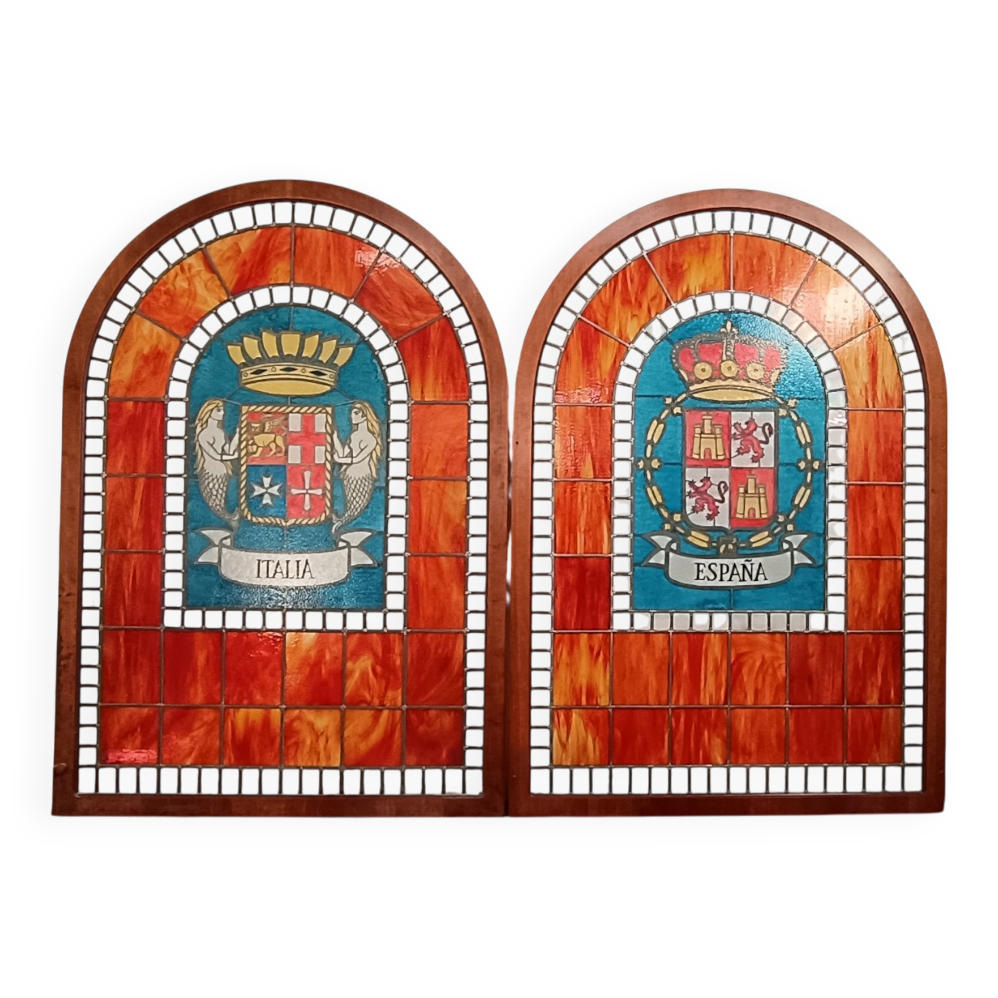 Pair of stained glass windows