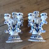 Pair of Tunisian ceramic candlesticks