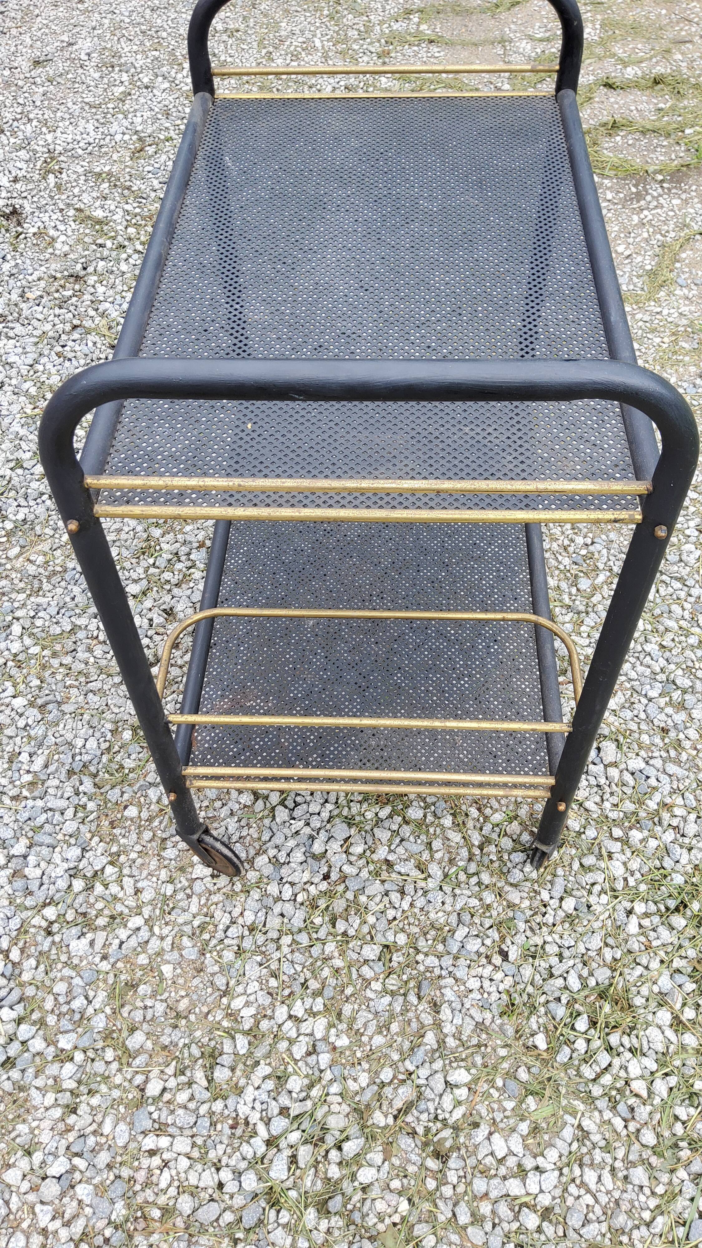 Rolling service bar of the 50s in rigitulle and brass