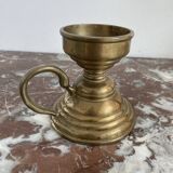 Hand candle holder, cellar rat, brass, gilded, gold, handle, 1950s, decoration, chic, decor, room