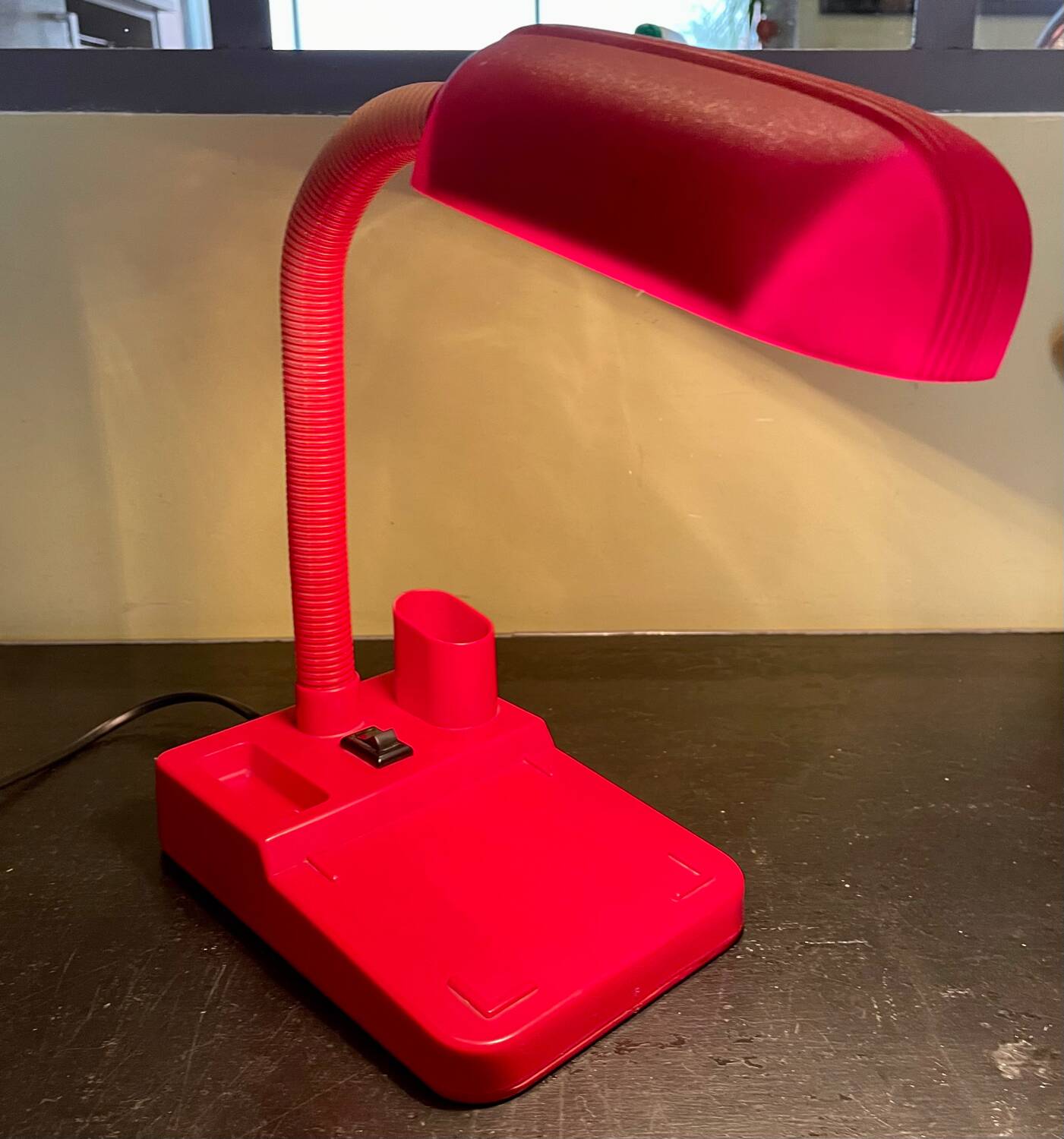 Vintage red articulated desk lamp