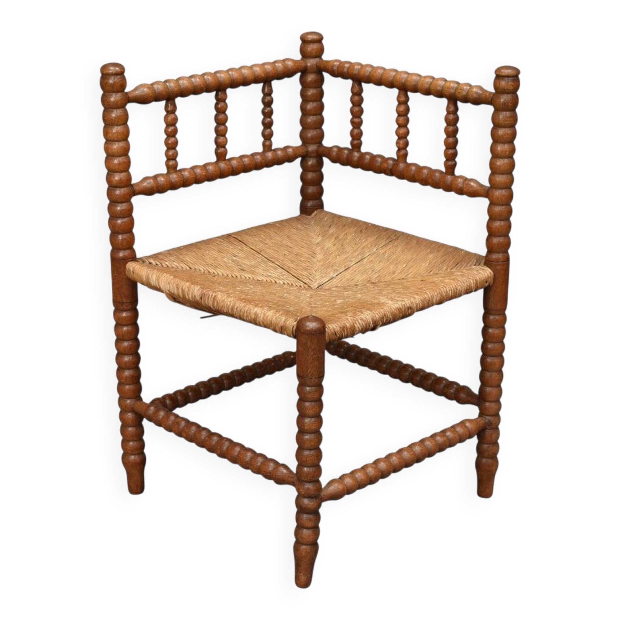 Vintage turned oak corner side chair, 1930s
