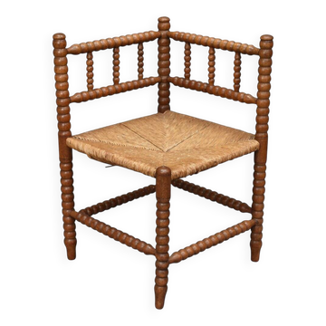Vintage turned oak corner side chair, 1930s