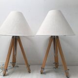 Paire de lampe de chevet trépied