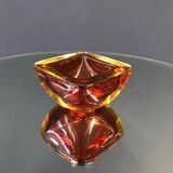 Cendrier en verre de Murano "ROUGE-ORANGE" en forme de coquillage, Murano, Italie, années 1970