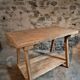Old French work table / kitchen island / console, beech and chestnut, circa 1930–1950