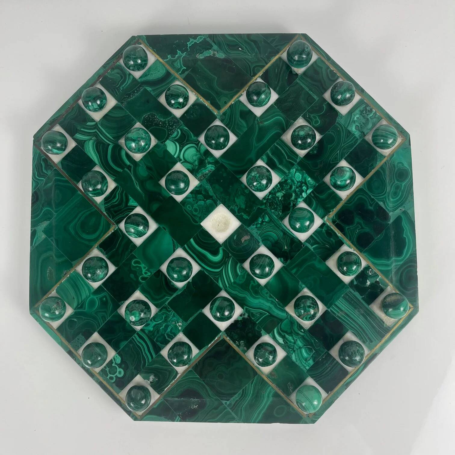 Jeu de solitaire en malachite de forme octogonale, 1950/70