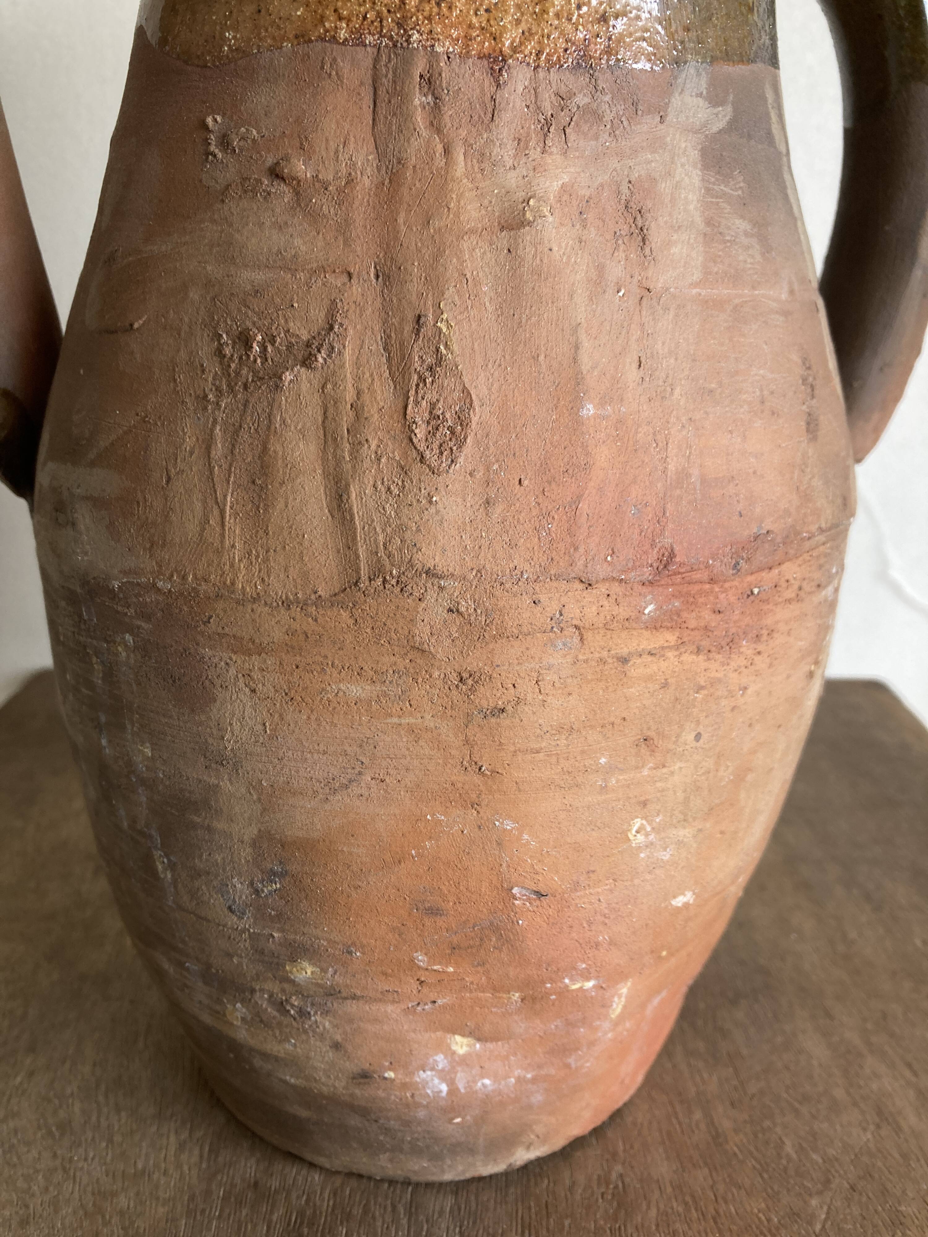 XL vase jar amphora in glazed terracotta