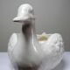 Cache pot/Coupe canard en faïence craquelée beige vintage