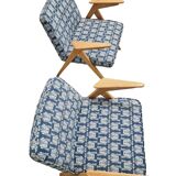 Pair of Mid-century modern "Bunny" armchairs with footstool, J. Chierowski, 1970's, Polish