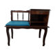 Bench bench phone bench in solid wood (60/70). Brown/blue
