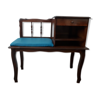 Bench bench phone bench in solid wood (60/70). Brown/blue