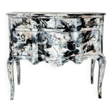 Baroque Abstract Painted Commode in Black and White by Felix Bachmann, 2024