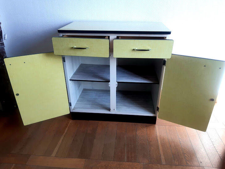 Lemon yellow formica sideboard 1960