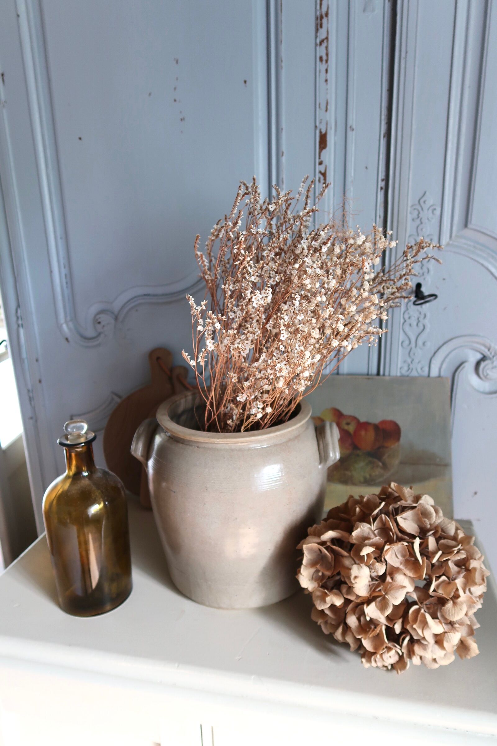 Old grey sandstone pot